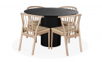 Byt till bild nr 3 (RIBERA/NINNI Matgrupp 4 Stolar Svart/Natur)