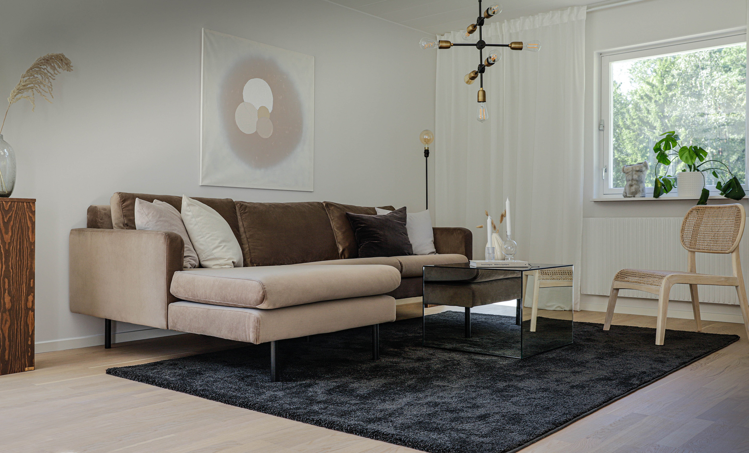 SANDHAMN Divansoffa Vnster Velvet Mrkgr