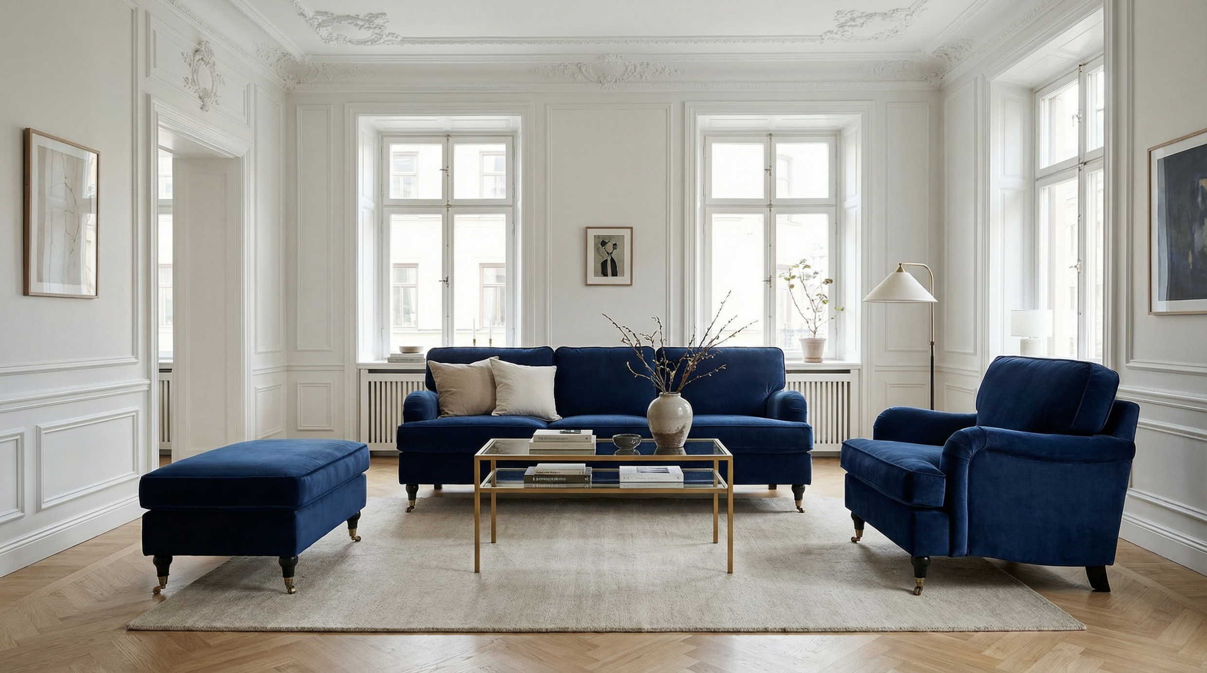 SKAGEN Fotpall Velvet M�rkbl�