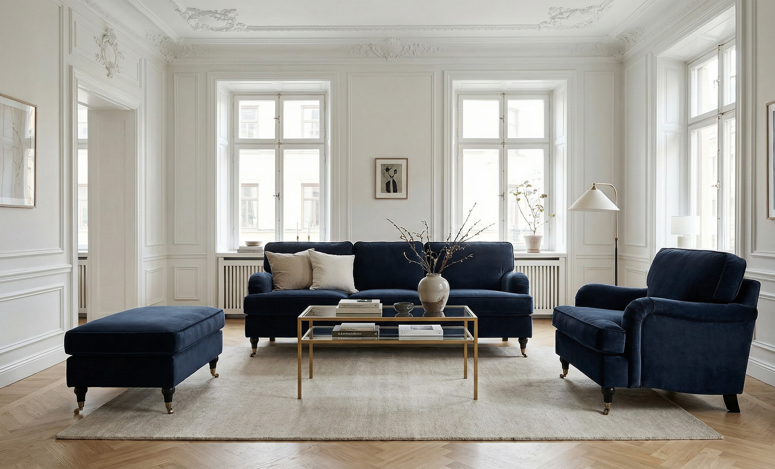 SKAGEN Fotpall Velvet M�rkbl�