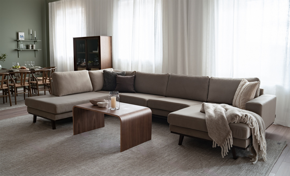 STOCKHOLM U-soffa Vnster Velvet Edition Greige i gruppen Vardagsrum / Soffor / U-Soffor hos SoffaDirekt.se (STA3DSA02)