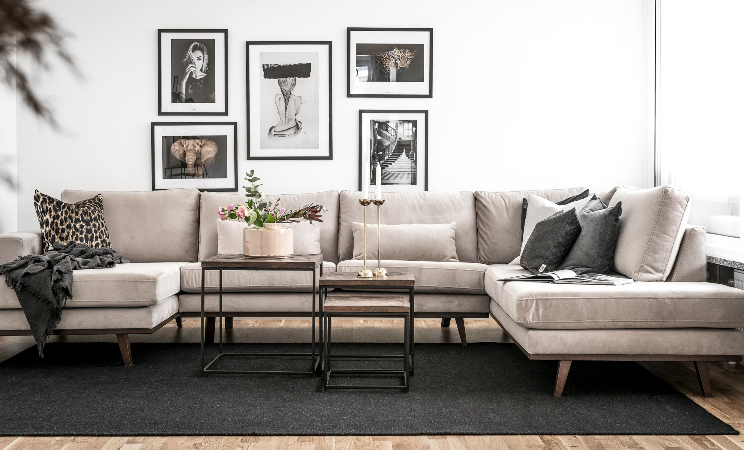 STOCKHOLM U-soffa Hger Velvet Edition Ljusgr