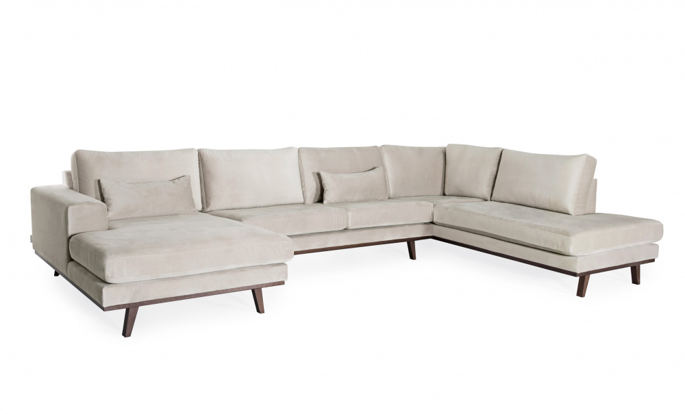 STOCKHOLM U-soffa Hger Velvet Edition Greige i gruppen Vardagsrum / Soffor / U-Soffor hos SoffaDirekt.se (STD3ASA02)