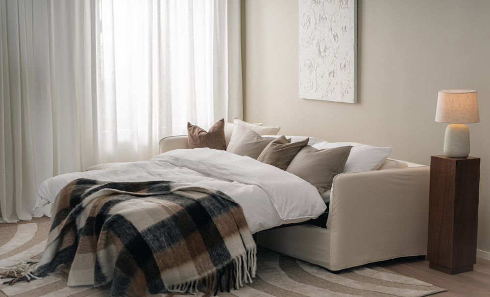 STEDFORD Bddsoffa Divan Vnster Beige i gruppen Vardagsrum / Soffor / Bddsoffor hos SoffaDirekt.se (STF-CORN-LHF-067-5D)