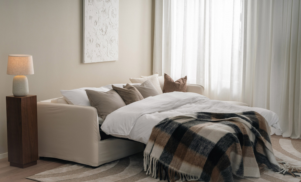 STEDFORD Bddsoffa Divan Hger Beige i gruppen Vardagsrum / Soffor / Bddsoffor hos SoffaDirekt.se (STF-CORN-RHF-067-5D)
