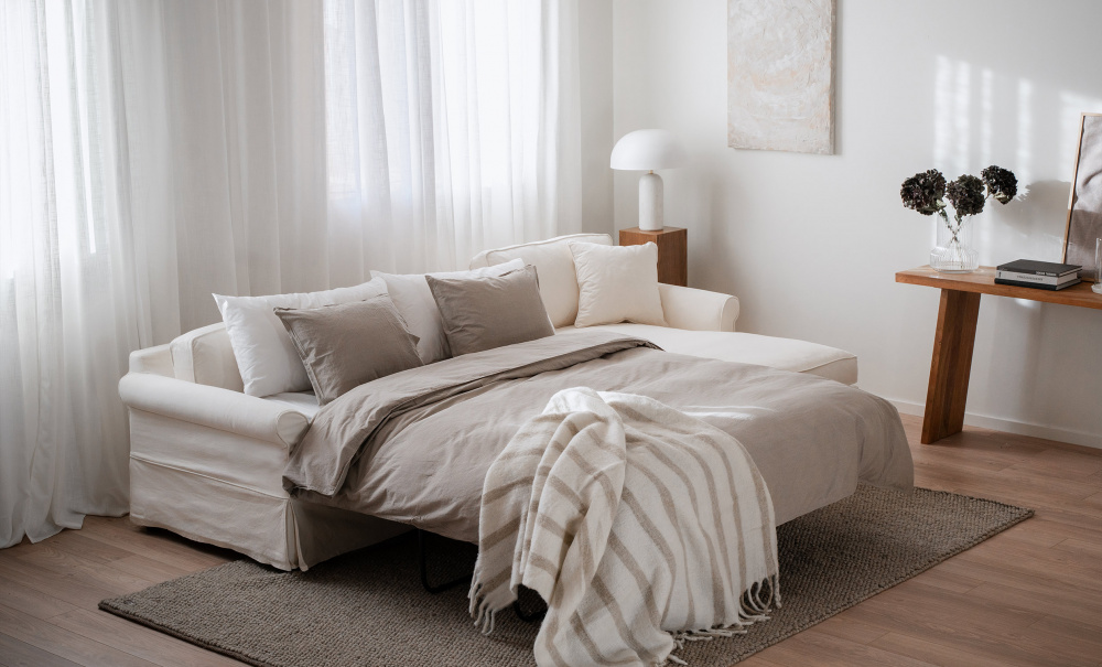 STEDFORD CLASSIC Bddsoffa Divan Hger Beige i gruppen Vardagsrum / Soffor / Bddsoffor hos SoffaDirekt.se (STFCL-CORN-RHF-0675D)