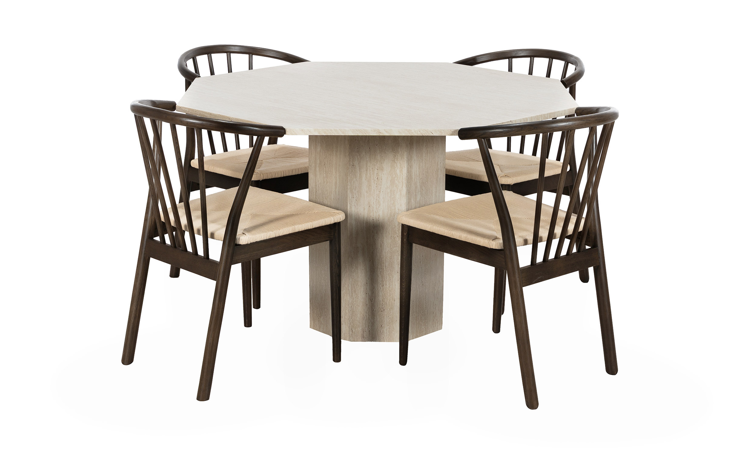 CATANIA/NINNI Matgrupp 4 Stolar Sandbeige/Brun