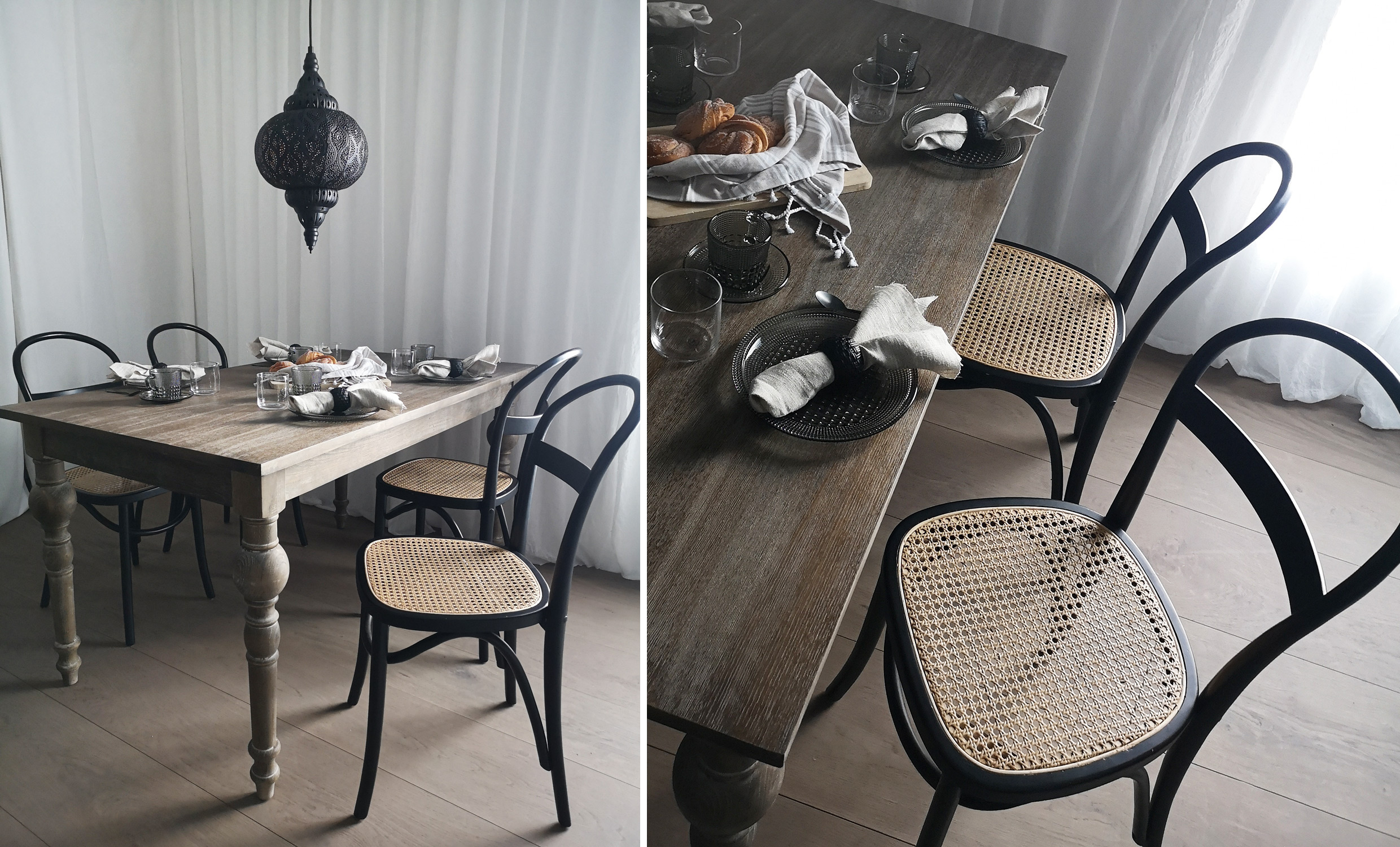 SPIRA/CHATOU Matgrupp 4 Stolar Antik/Svart