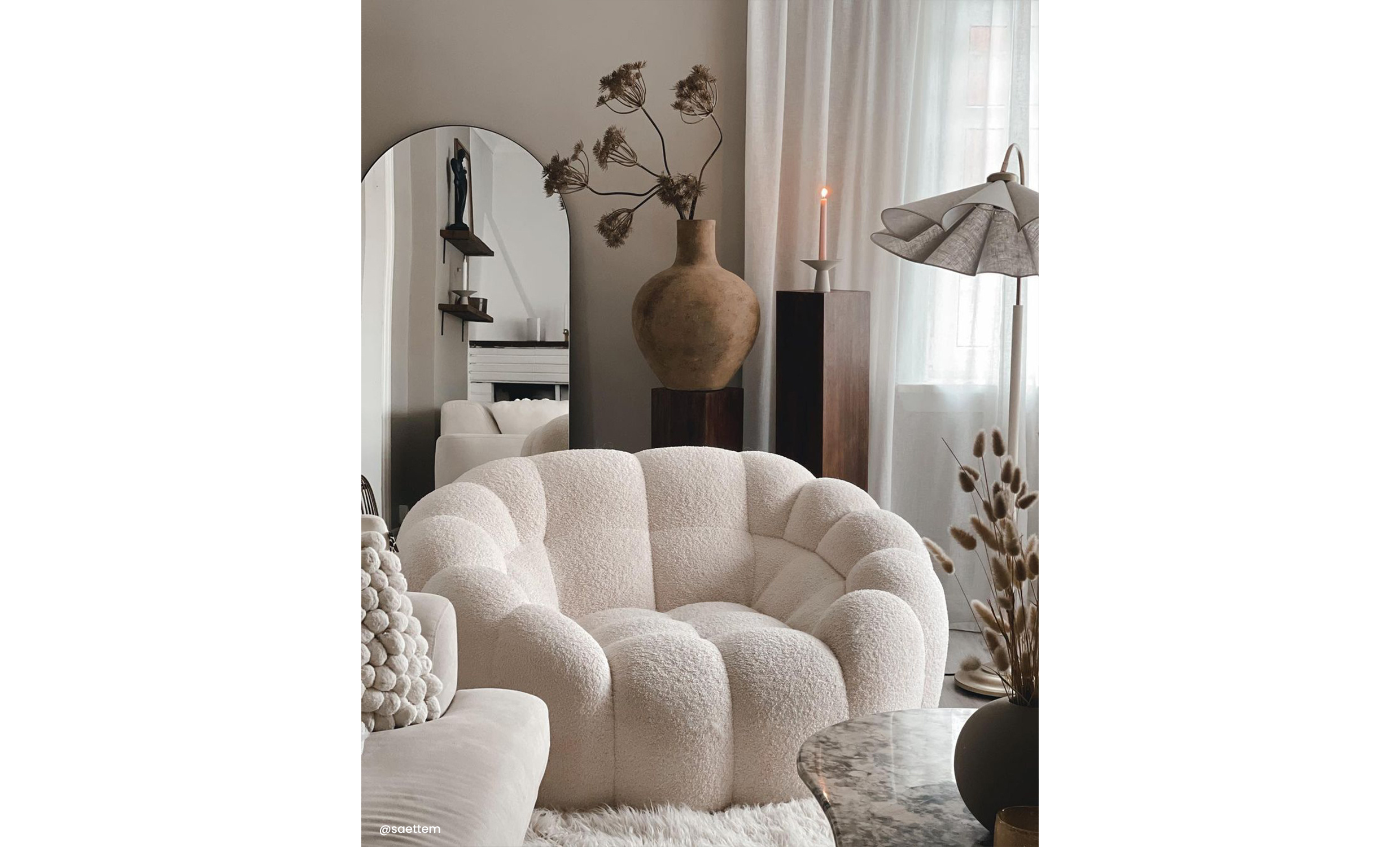 JODA Loveseat Teddy Offwhite
